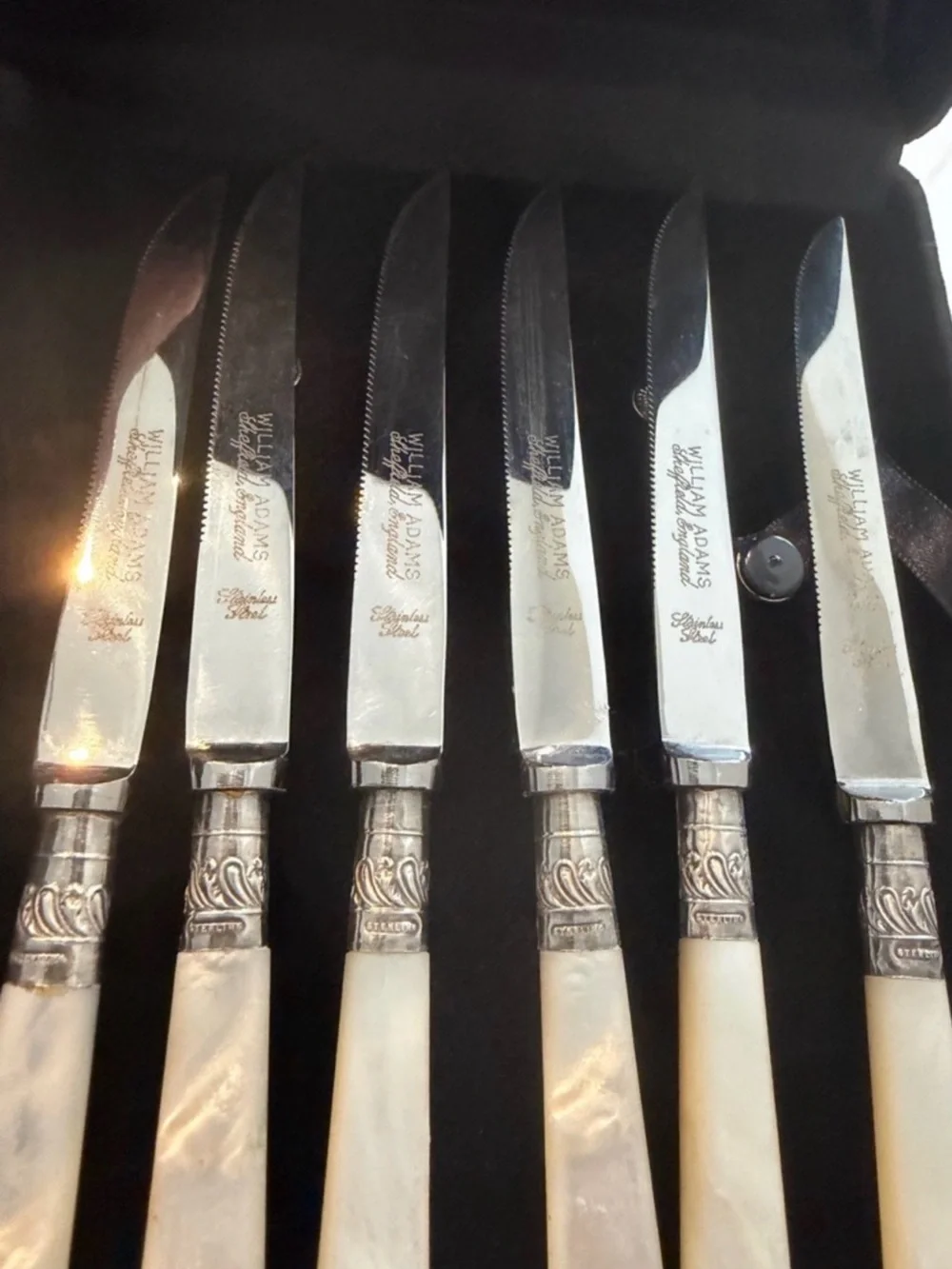 William Adam’s Sheffield England Mother-of-Pearl Handle Fruit Knife Set of 6 pcs
